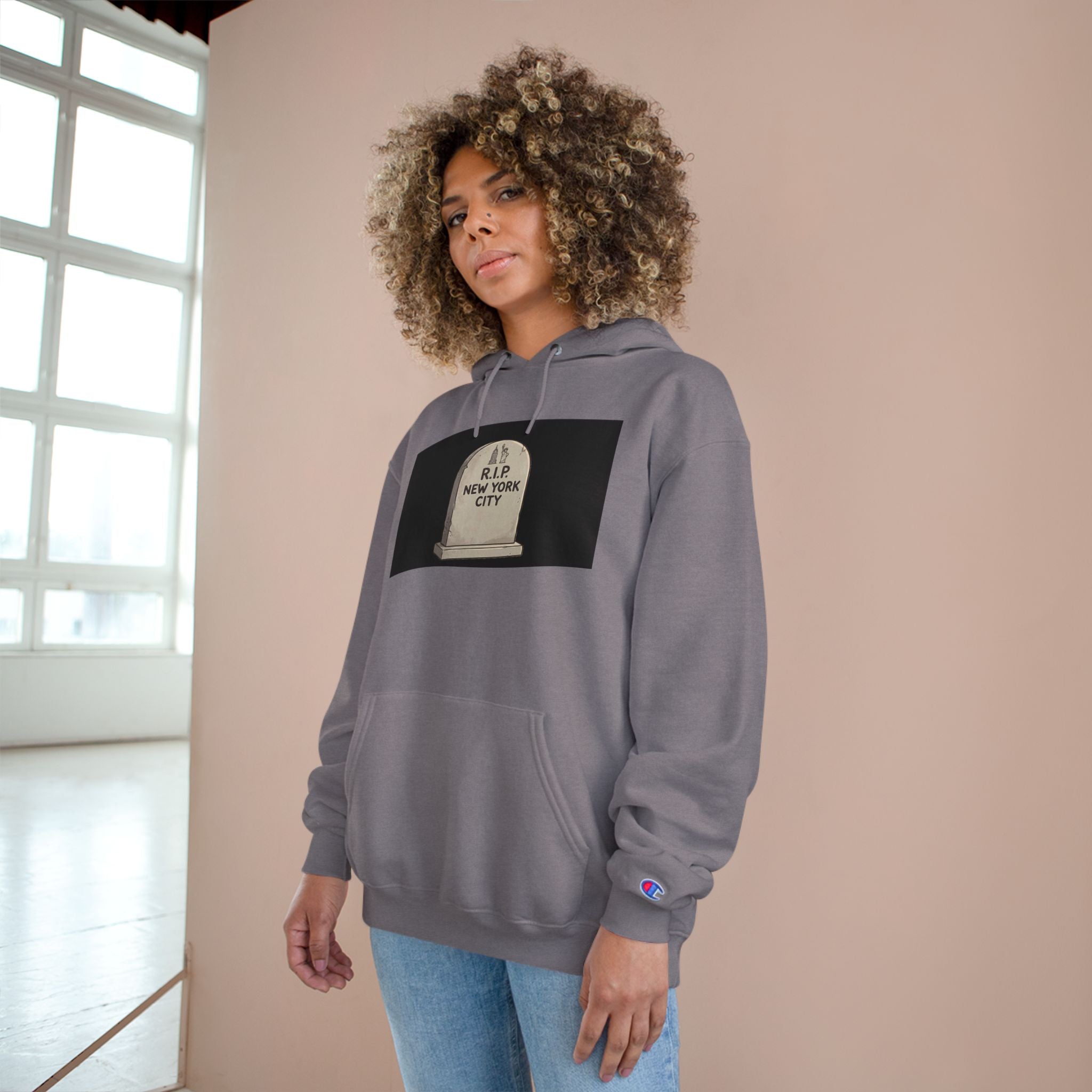 'Abu Mamdummy' Caricature & 'R.I.P New York City' Tombstone Design Graphic Hoodie