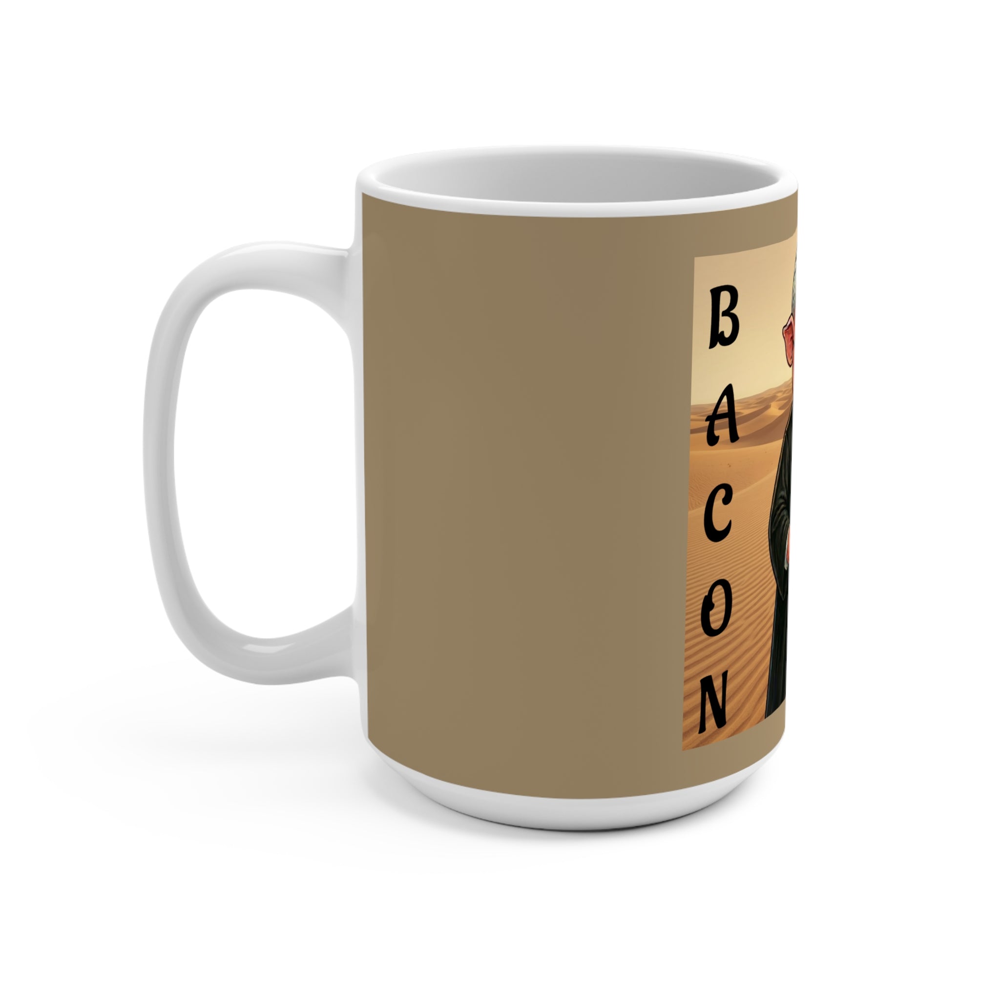 15oz Mug — Pig Imam Holding Bacon "Bacon Akbar" Coffee Cup
