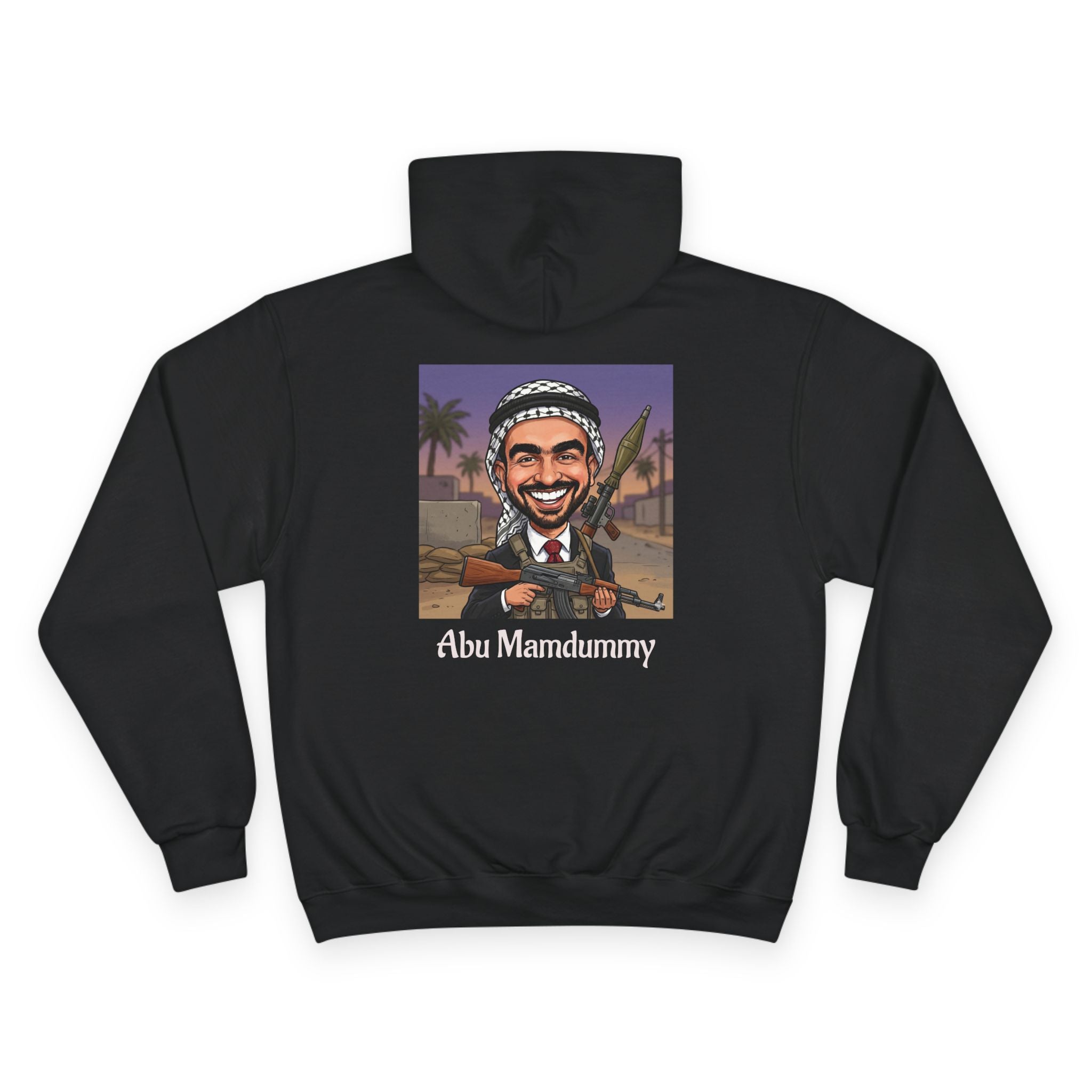 'Abu Mamdummy' Caricature & 'R.I.P New York City' Tombstone Design Graphic Hoodie