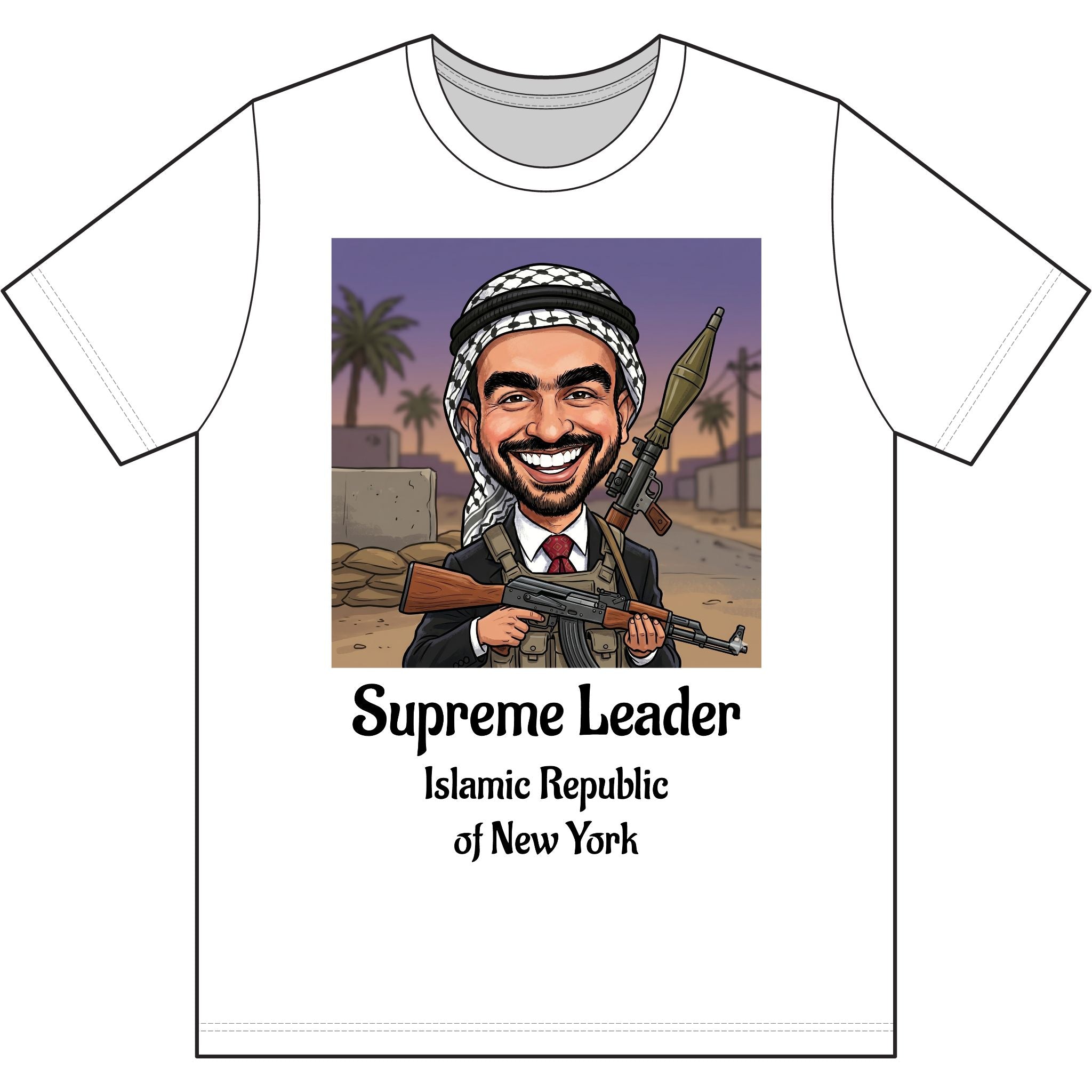 Graphic Tee — “Supreme Leader: Islamic Republic of New York” Caricature T-Shirt
