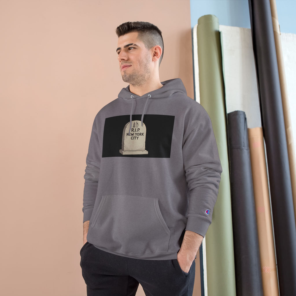 'Abu Mamdummy' Caricature & 'R.I.P New York City' Tombstone Design Graphic Hoodie