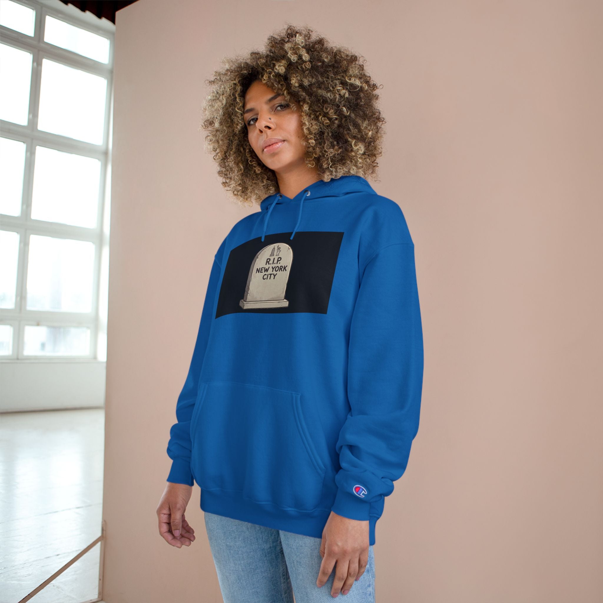 'Abu Mamdummy' Caricature & 'R.I.P New York City' Tombstone Design Graphic Hoodie