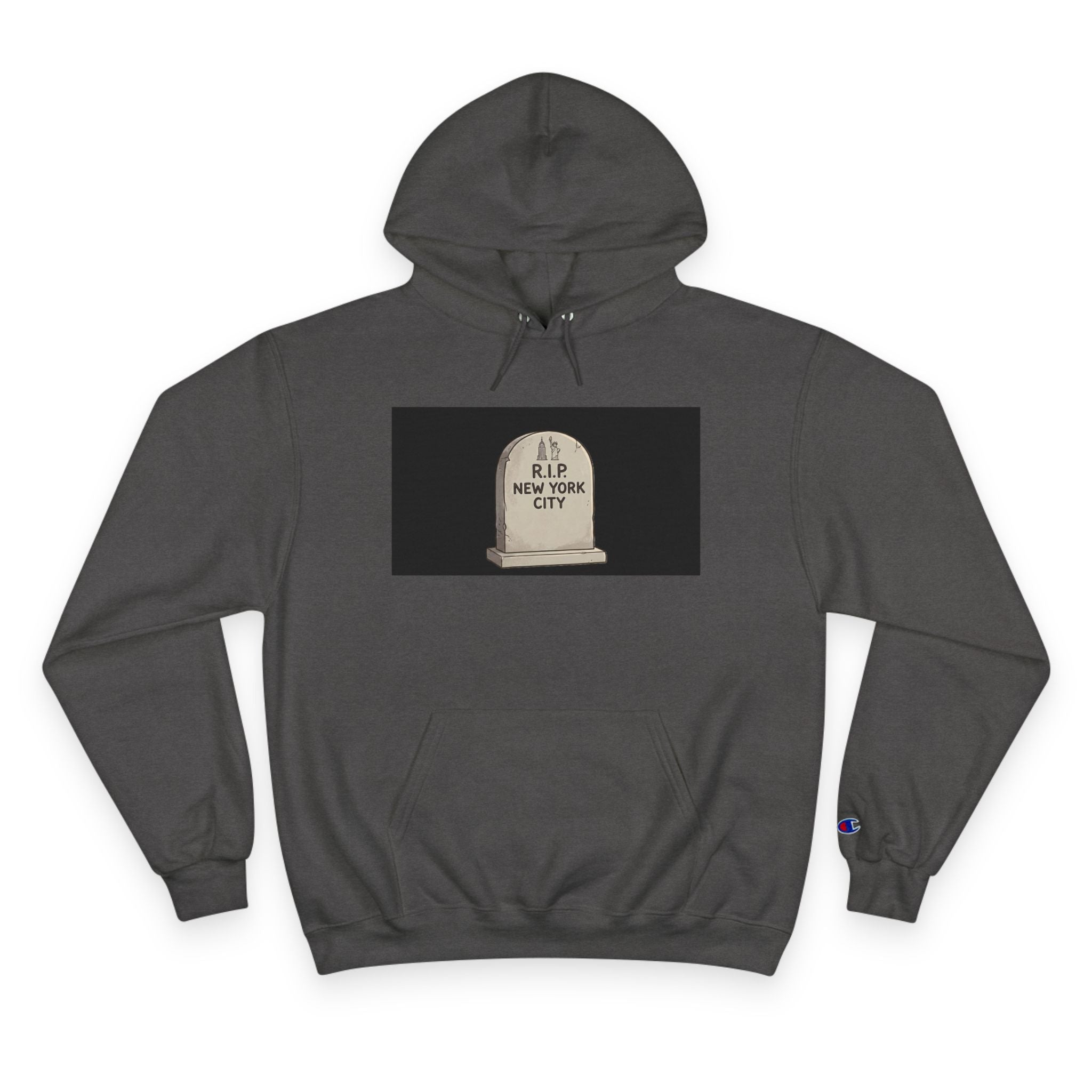 'Abu Mamdummy' Caricature & 'R.I.P New York City' Tombstone Design Graphic Hoodie