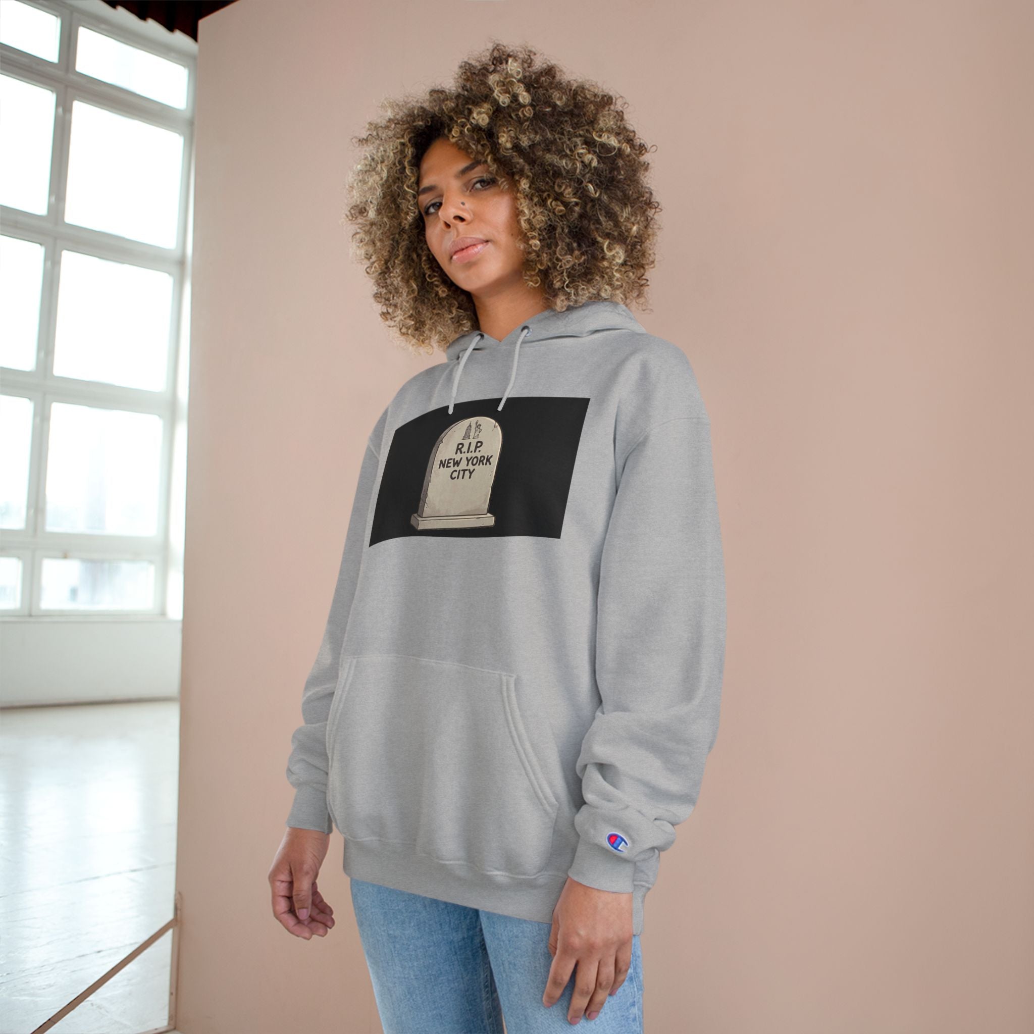 'Abu Mamdummy' Caricature & 'R.I.P New York City' Tombstone Design Graphic Hoodie